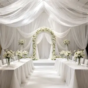 2-Pack 314.9-Inch Sheer Drapes, Ideal for Wedding Arch Decor, Anniversary Party Setup, Staircase Decoration, Special Event Use, Wedding Arch Backdrop