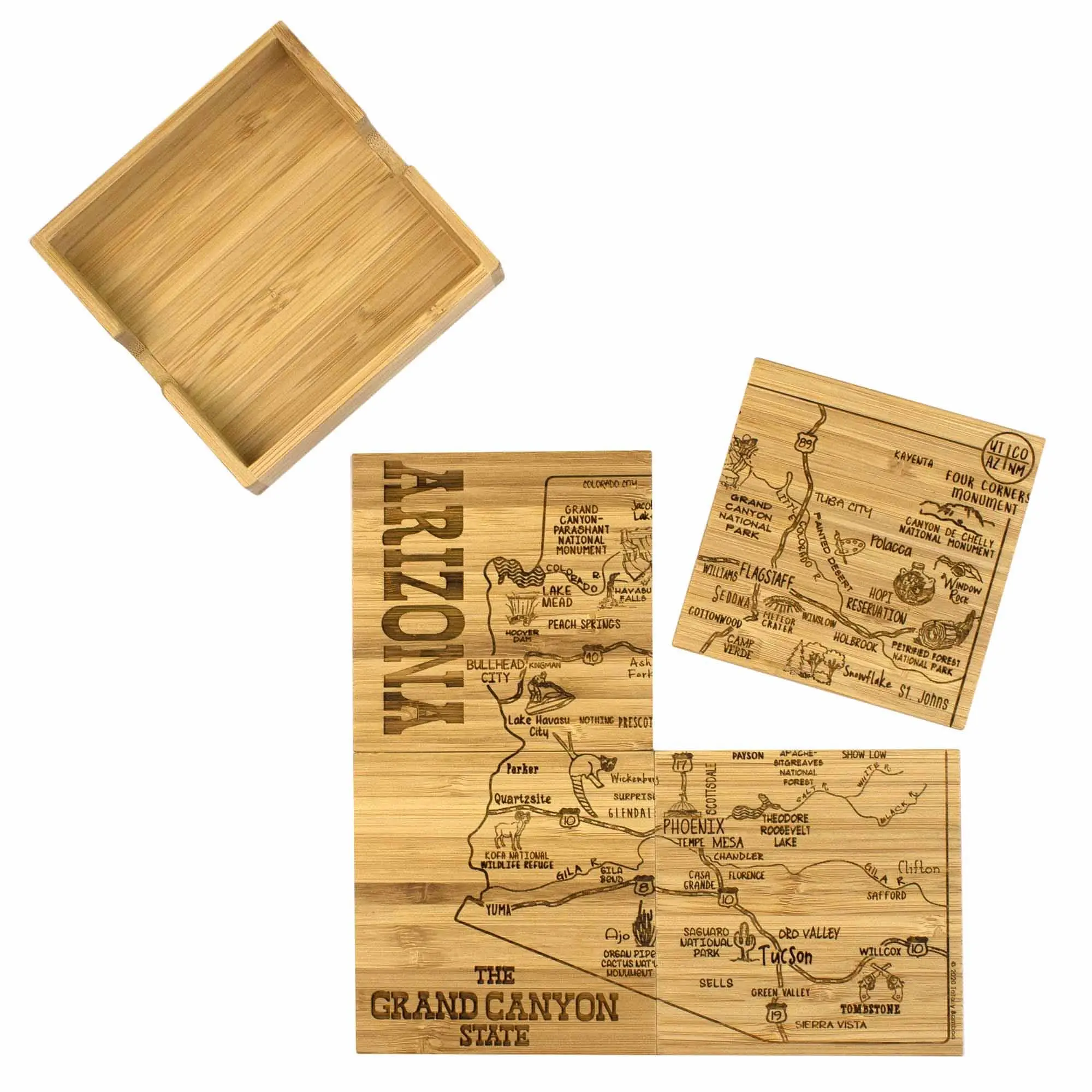 4-Piece Arizona Puzzle Coaster Set with Case