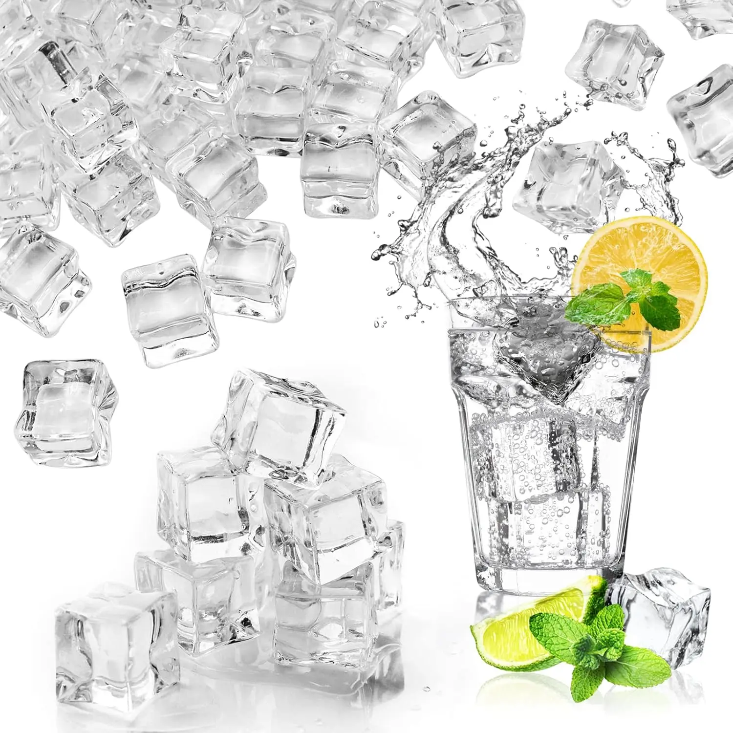 Fake Ice, Clear Fake Ice Cubes Acrylic, 17 mm 100 PCS Acrylic Decorative Ice Cubes for Photography Accessories Props Decoration Vase FillersGift..