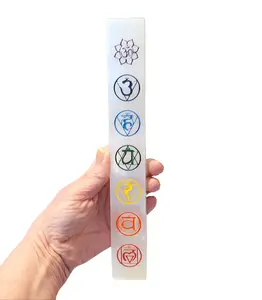 Large Selenite 7 Chakra Charging Plate Wand 9.75 Inches