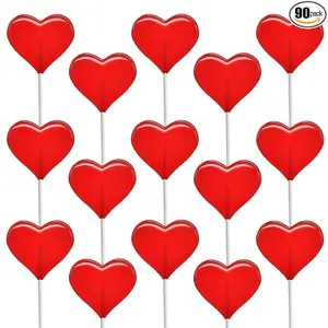 Valentine's Heart Lollipops Candy, Red Heart Shaped Hard Candy Lollipop Suckers, Individually Wrapped, 12g Lollipop (2 Pounds)