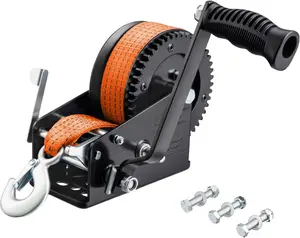 Boat Trailer Winch Hand Winch 3500lbs Heavy Duty Hook with 33ft (10m) Polyester Strap Hand Crank Winch, Two Way Ratchet Boat Winch for Trailer Truck ATV Boat