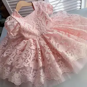 2091 Girl Dress Lace Princess Baptism Party Dresses For Summer Vintage Girl Birthday Tutu Princess Dress Kid Christmas Prom Cloth Flower Girl