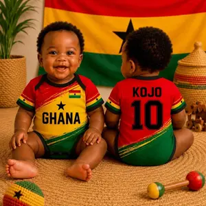 Ghana Baby Soccer Bodysuit, Personalized Name Number Baby Jersey, Personalized Ghana Soccer Jersey For Kids Youth