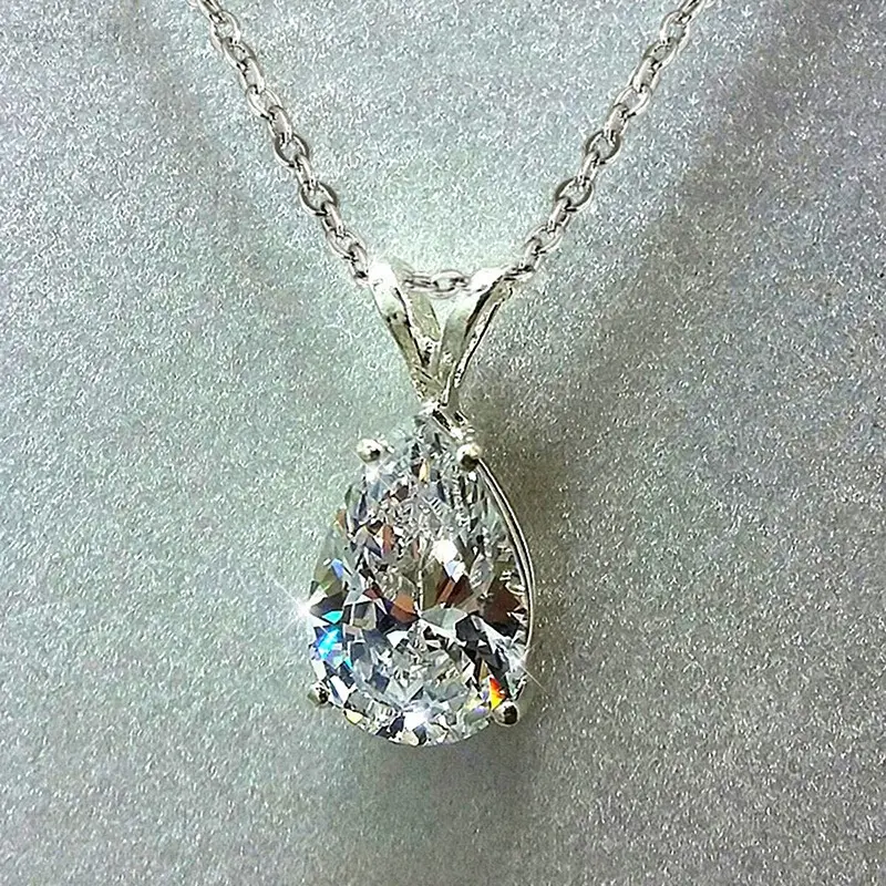 Women Necklace Ladies Clavicle Pendant Jewelry Teardrop Pear Shape Inlaid CZ Pendant Minimalist Engagement Clavicle Necklace Pear Cut Sparkly Cubic Zirconia Drop Pendant dainty thin promise zircon necklace for proposal wedding daily light formal outfits