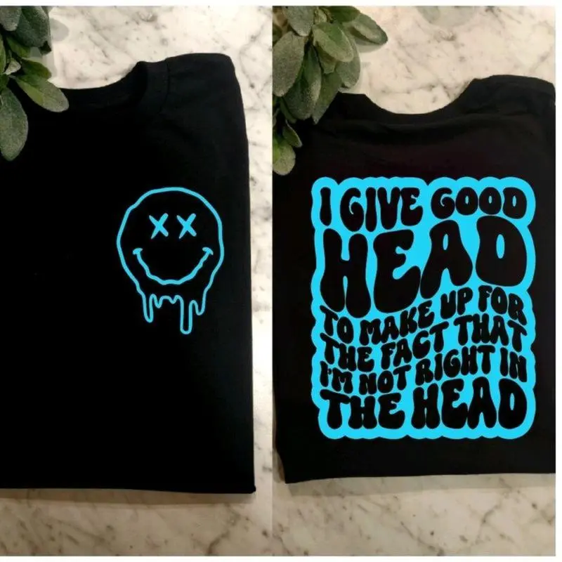 funny shirt not right in the head humor retro wavy lettering sarcasm short sleeve Casual Top Cute T-Shirt Comfortable graphic,Street,shirts