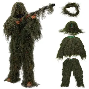 Ghillie Suit for Men, Gilly Suit for Adults Camo Hunting Clothes 3D Woodland Camouflage Suits for Hunting Multifunctional Camouflage Ghillie Suit