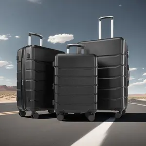 Luggage Sets 3 Piece Suitcase Set, PP Hardshell Carry on Suitcase Set, Travel Suitcases with Double Spinner Wheels and TSA Lock PC Hardside Expandable Luggage with Spinner Wheels, Checked-Medium 24-Inch, Black 20-28 inch Luggage, Expandable Hardside Suitc