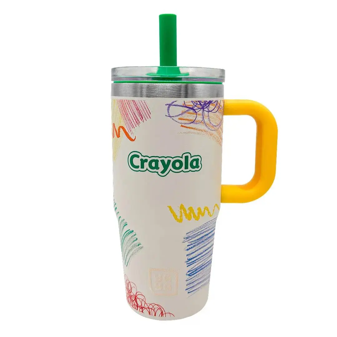 YAYA Crayola Playful Art My First Toddler Travel thermo Tumbler, 40oz, Spill-Proof Vacuum Flask