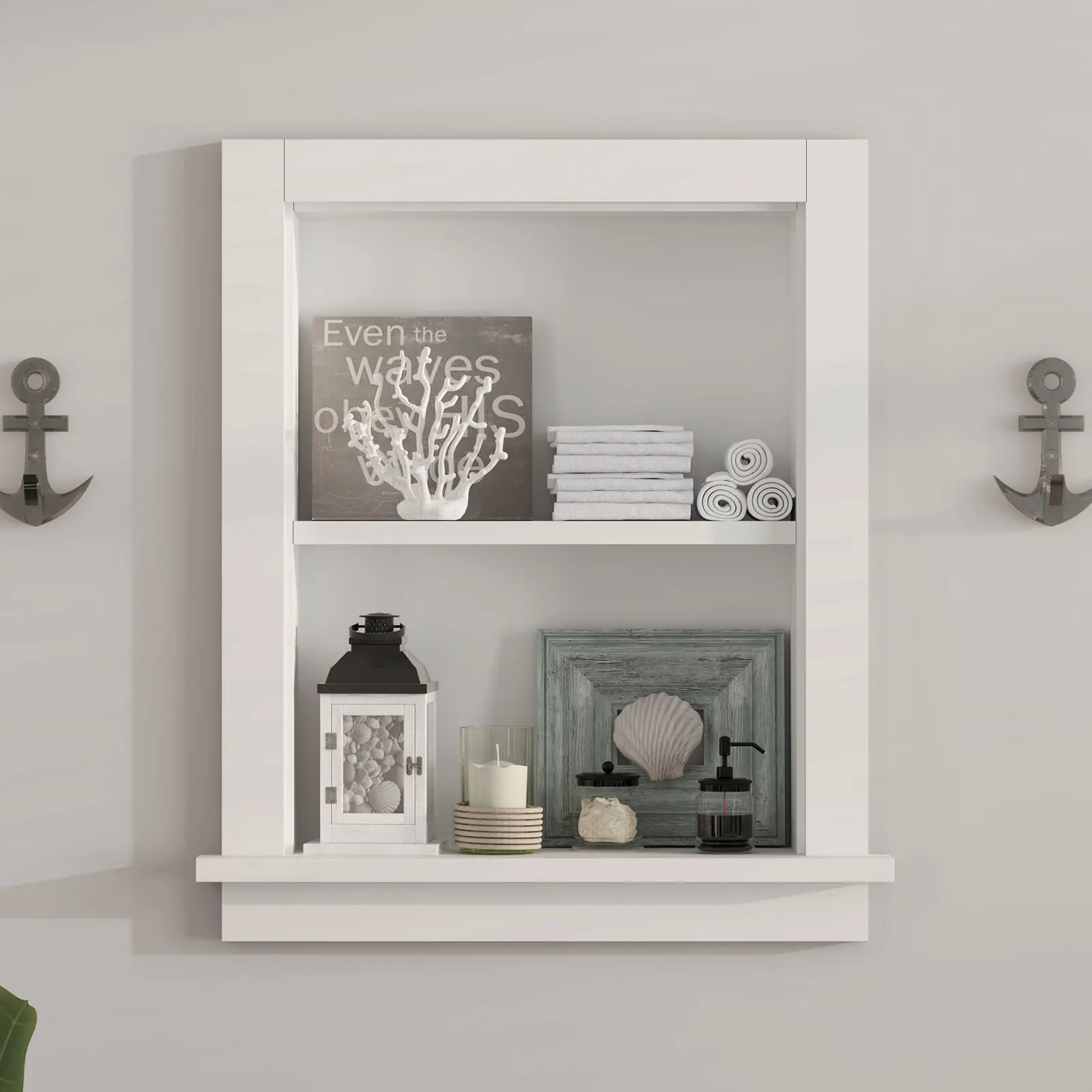 Mepplzian Recessed Medicine Cabinet for Bathroom Niche for Shower Wall for Bedroom,14x18 In Wall Shower Niche,Bathroom Cabinet with Storage,2-Tier Wall Niche Insert for Drywall,MDF,Fully Assembled