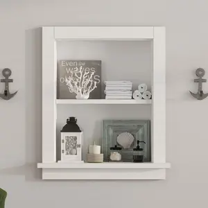 Mepplzian Recessed Medicine Cabinet for Bathroom Niche for Shower Wall for Bedroom,14x18 In Wall Shower Niche,Bathroom Cabinet with Storage,2-Tier Wall Niche Insert for Drywall,MDF,Fully Assembled