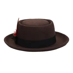 OIDEA Fedora Hats for Men Women with Feather Bow, Vintage Short Brim Felt Hat for Party Daily Wear summerwins,summerwins