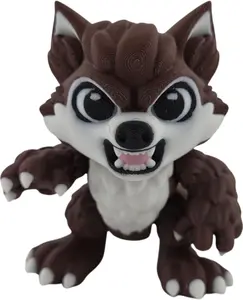 Articulated Werewolf Figure, 4 Inch Brown and White Poseable 3D Printed Character