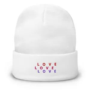 Love Love Love Embroidered Beanie