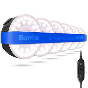 Barrina Orbgrow OG09 Puck Grow Light with Timer, Pinkish White 54W(6 x 9W, 810 Watt Equiv), Full Spectrum Plant Light for Indoor Plants, Magnetic & Linkable, 5 Levels Dimmable, 6 Packs, Black