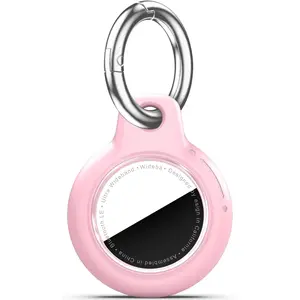 Apple Airtags Keychain, Hard PC Air Tag Case, Anti-Scratch & Shock Air tag Holder,Men's Women's Keyrings & Keychains, for Dog,Car Key,Luggage -Pink