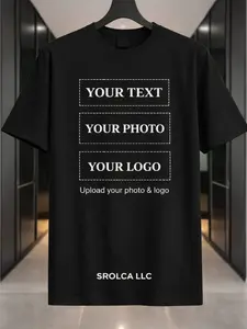 SROLCA LLC Custom Photo & Text T-Shirt Personalized Gift for Birthday Family Unisex Upload Your Photo Logo Ideal for Special Occasions