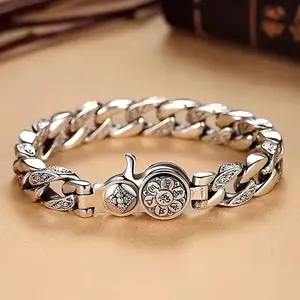 S925 Silver Plated Unisex Rotatable Bracelet – Classic Neutral Style with Retro Design, Symbol of Peace and Good Luck, Smooth Spinning Fidget Bracelet for Stress Relief, Simple Cool Fashion Jewelry for Daily Wear, Parties and Gifts for Men and Women