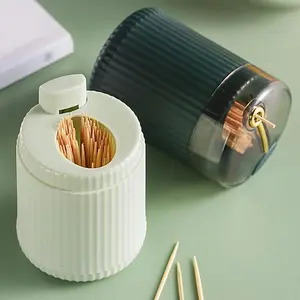 Automatic Release Press-Type Toothpick Dispenser Box - Manual Push-Button, No Electricity Needed, Compact Kitchen & Dining Organizer for Home, Office, Parties - Hygienic One-Touch Opening, Durable Plastic Construction, Home Organization, Sleek Design