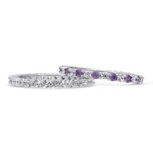 BERRICLE Sterling Silver Rings Stackable Eternity Band Ring Set for Women, Pave Set Round Cut Cubic Zirconia CZ