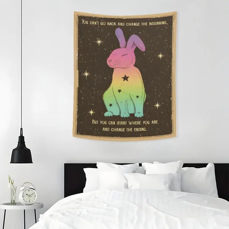 Boho Rabbit Pattern Tapestry, 1 Count Aesthetic Wall Hanging Decor, Wall Hanging Decor for Home Bedroom Office Dormitory