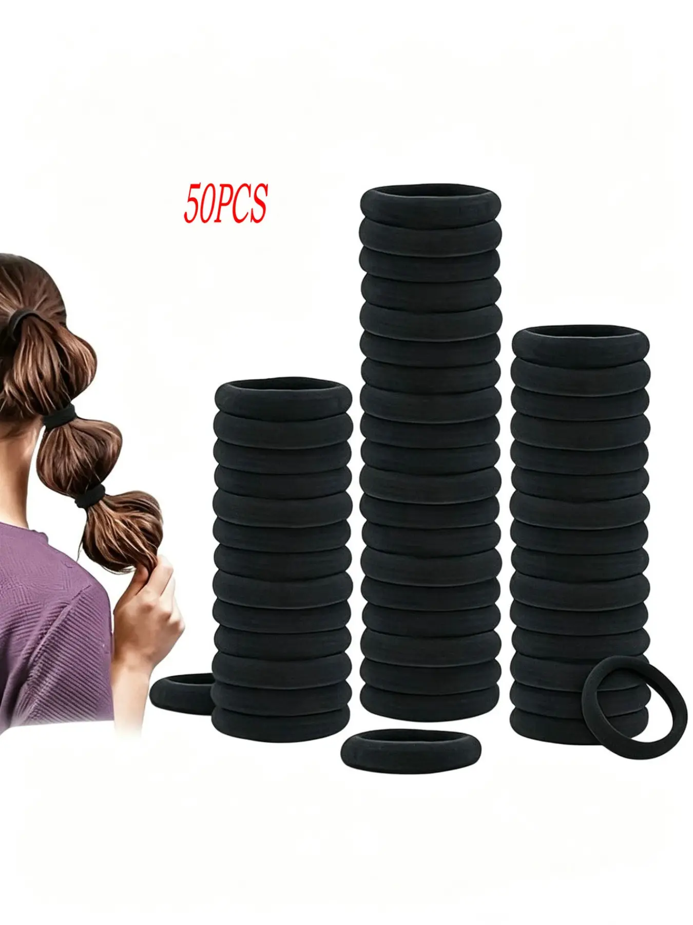 50pcs Invisible Seamless Hair Ties, Hair Scrunchies for Women, High Elasticity Soft Hair Rope, Durable Daily Use, No Damage Hair Accessories
