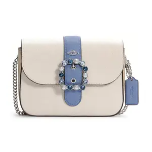 COACH x Disney Gemma 18 Diamond Pearl Buckle Two-Tone Chain Canvas Leather Crossbody Bag for Women