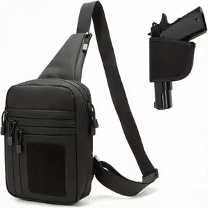 Tactical Outdoor Shoulder Bag Concealed Carry Sling Bag with Holster - Tactical Crossbody Chest Bag for Men, Quick Access EDC Gun Bag, Fits All Handguns, Multi-Pocket CCW Sling Pack for Everyday Carry & Travel