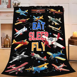 Airplane Throw Blanket for Kids, Cute Aircraft Plane Flannel Blanket Gifts for Boys Girls, Warm Cozy Soft Flannel Stuff for Bed Sofa Couch