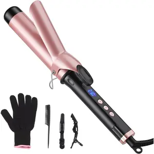 Curling Iron 1 1/2 Inch Large Barrel Professional 1.5 Inch Curling Wand for Long Hair Ceramic Hair Curler with LCD Display Dual Voltage Travel Styler 30s Heat Up & Auto Shut Off