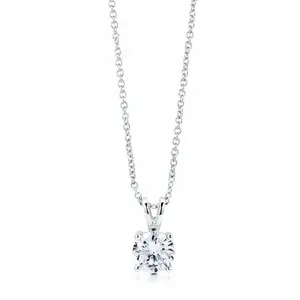2Ct 925 Sterling Silver Round Cut Solitaire Cubic CZ Pendant Necklace 18”
