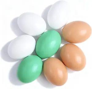 8PCS Wooden Fake Eggs, 3 Colors Dummy Eggs, Poultry Mannequin Nest Eggs, Help Laying Hen Agricultural Tool Eggs