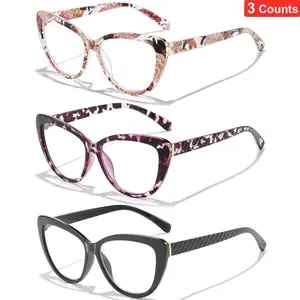 Unisex Fashion Cat Eye Reading Glasses Set, 3 Pack Framed PC Frame, Lens Material PC, Fda Registered, Single Item Pack, Lightweight Durable Glasses