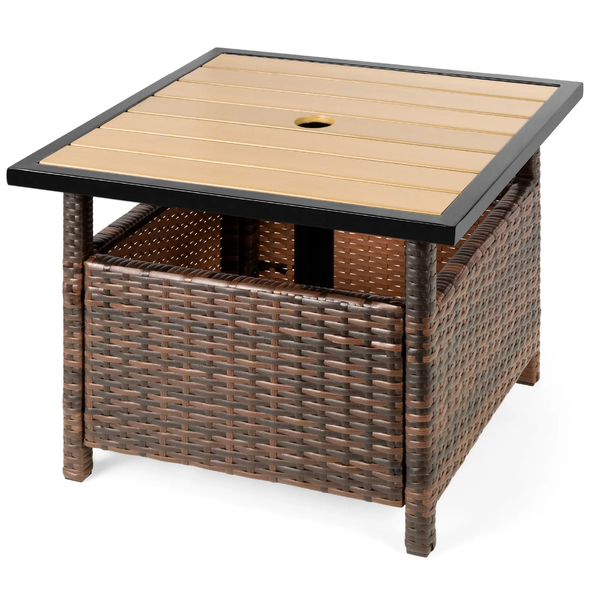 Best Choice Products Wicker Rattan Patio Side Table Outdoor Furniture for Garden, Pool, Deck w/ Umbrella Hole Best Choice Products Wicker Rattan Patio Side Table Outdoor Furniture for Garden, Pool, Deck w/ Umbrella Hole