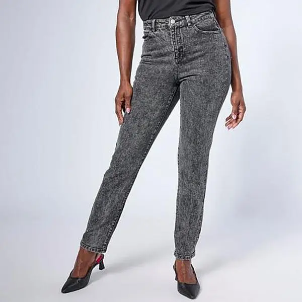 G by Giuliana Straight-Leg Denim Jean with Rhinestones