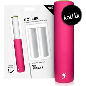 Classic  Retractable Mini Lint Roller with 90 Extra Sticky Sheets, Small and Portable Lint Roller, Ideal  Remover, Travel Lint Rollers for  Extra Sticky