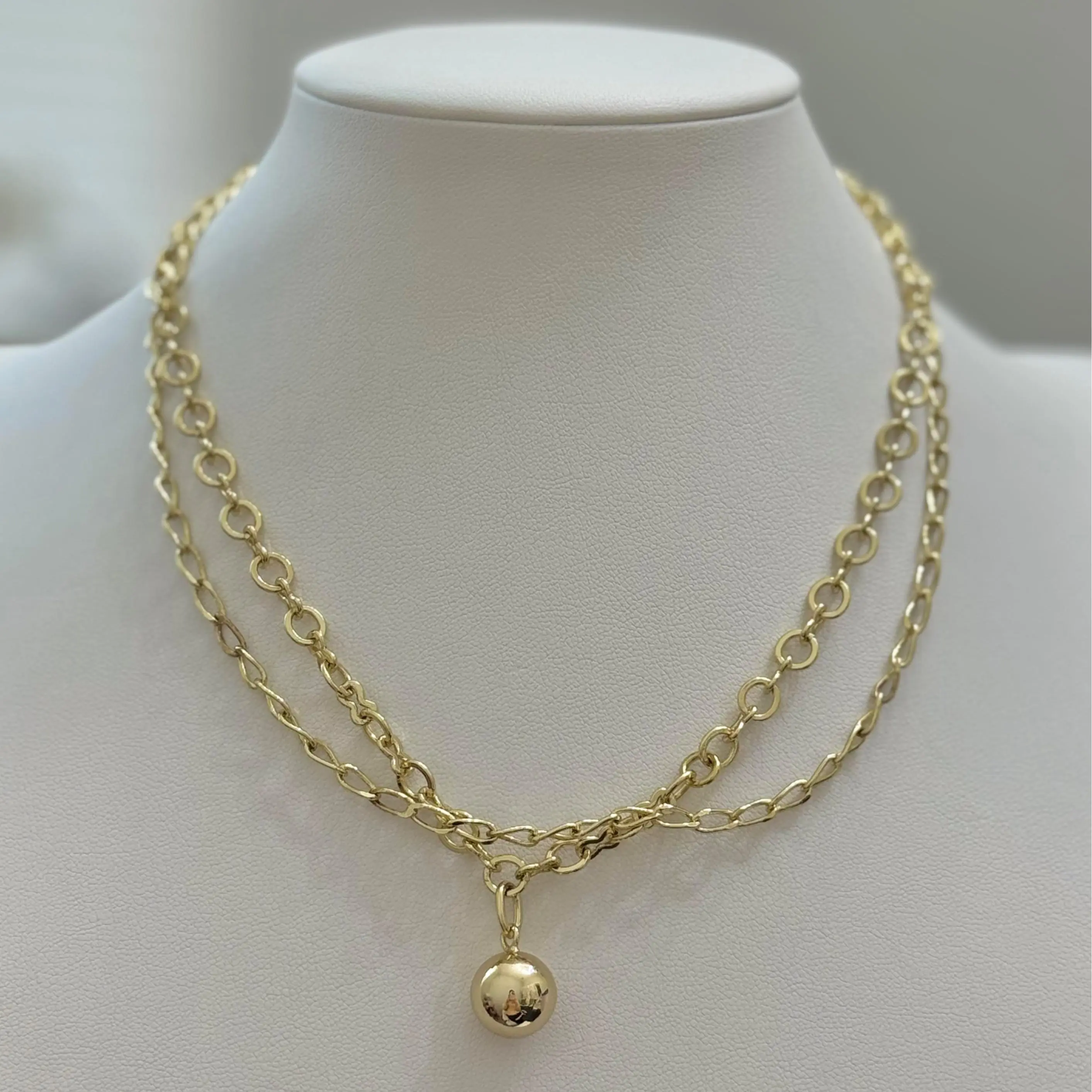 CADENA ELEGANTE DOBLE 43CM LAMINADA EN 14K