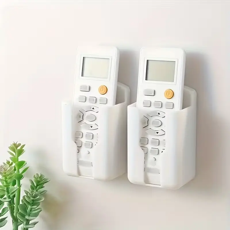 4-Piece Remote Control Holder Set, Air Conditioner Remote, Multi-Functional Wall-Mounted Organiser Stand, Space-Saving Design, Easy Installation, Plastic Storage Solution
