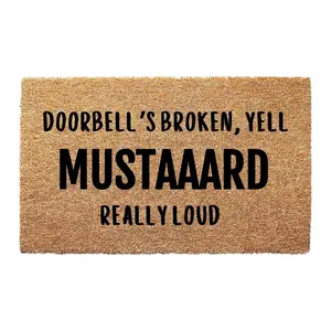 Doorbells Broken Yell Mustard Door Mat | Surprise Your Guests | Add to cart, Buy now | Humorous Text Coir Doormat | Witty, Resilient