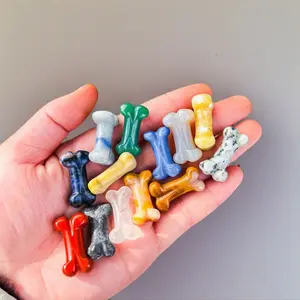 Mini Stone Bone Shaped Craft Decor - Colorful Tiny Bone Sculptures