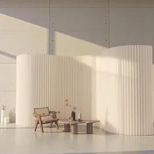 White Art Deco Room Divider, Foldable Privacy Screen