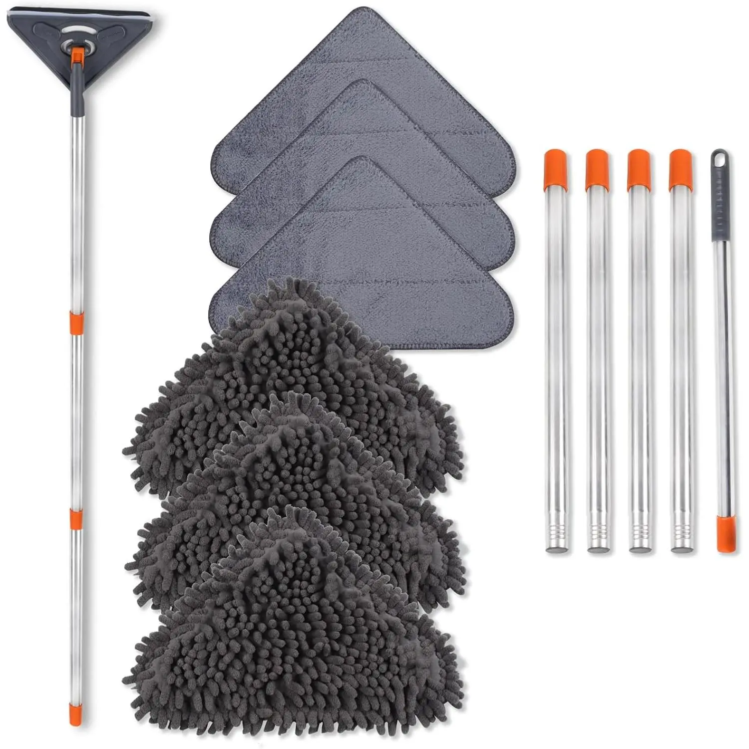 Wall Cleaner Mop with 79 Inches Long Handle, 360? Wall Washer Cleaner Tool for Walls/Ceiling Fans/Dust/Baseboard/Floors Clean, Ceiling Cleaner Tool Duster with  6 Replacement Pads