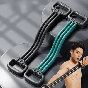 Six-tube chest expander puller household multifunctional open back stretch rope fitness arm strength training detachable elastic rope