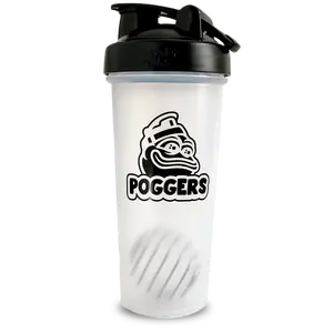 Poggers 24 oz Clear Shaker - Reusable Water Bottle with Black Lid, Portable Design, Ideal for Drinkware and Portability
