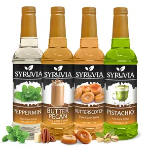 Syruvia Coffee Syrup Variety Pack – Peppermint, Butter Pecan, Butterscotch & Pistachio – Perfect for Coffee, Lattes, Iced Tea & Desserts – 25.4 Fl oz Bottles (4 Pack)