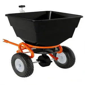 COZONY Tow Behind Broadcast Spreader w/ Hopper Cover & Universal Hitch, Adjustable Lawn Spreader, 110Lbs Capacity