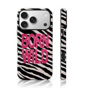 Zebra Print Glitter Quote Design Mobile Phone Case TPU for iPhone 17 Pro Max/16 Pro Max /15Pro Max 15/14/13/12 & Samsung S26 /S25Ultra Fashion Phone Case