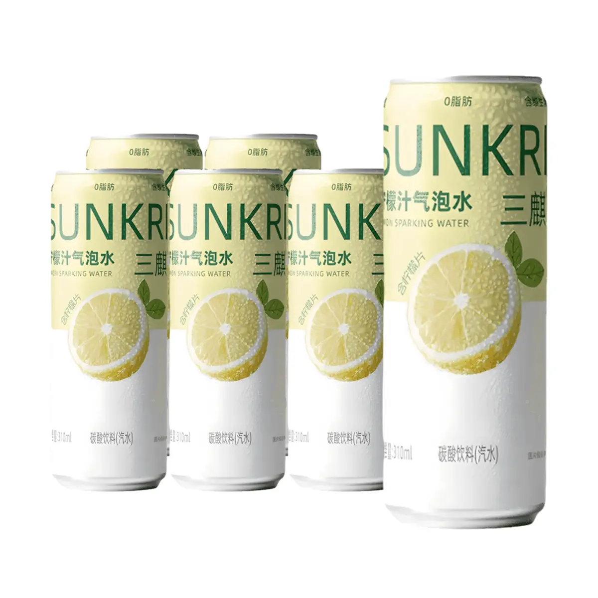 SANQI Sparkling Lemon Water 6-Pack | Zero Sugar, Zero Fat, Zero Calorie Refreshing Drink
