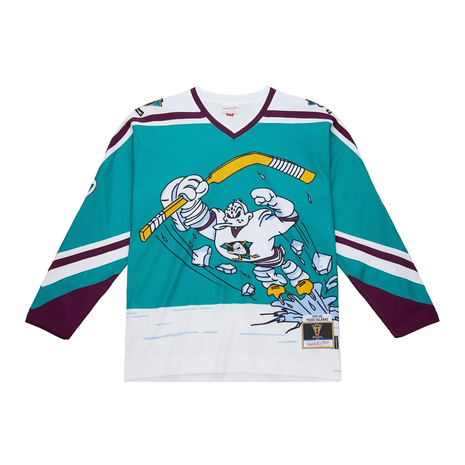 Teemu Selanne Anaheim Ducks 1995-96 Teal Alternate Power Play Jersey NHL Throwback Hockey Fan Gear Mitchell & Ness