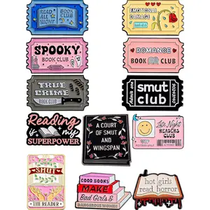 Book Enamel Pins Set - Literary-Themed Lapel Pins for Romance, Smut,  - Metal Collectible Accessories for Book Clubs, Readers, and BookTok Lovers - 12-Pack